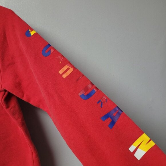 Jordan Air Sweatshirt Boys Large 12-13 Years Red Youth Basketball Embroidered - Picture 7 of 8